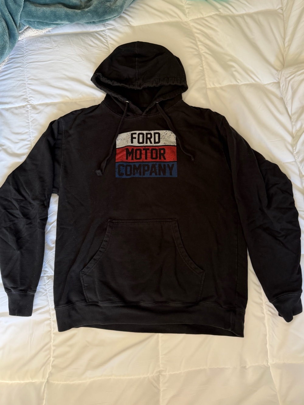 Ford Black Hoodie with Red, White & Blue Block Logo